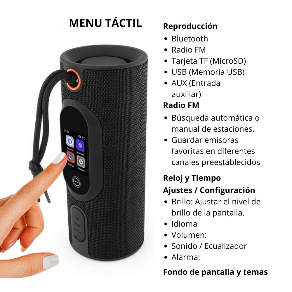 Bocina Moreka A46 Pantalla Táctil LCD multifunción 30W 3600mAh 10hrs de bateria IPX63