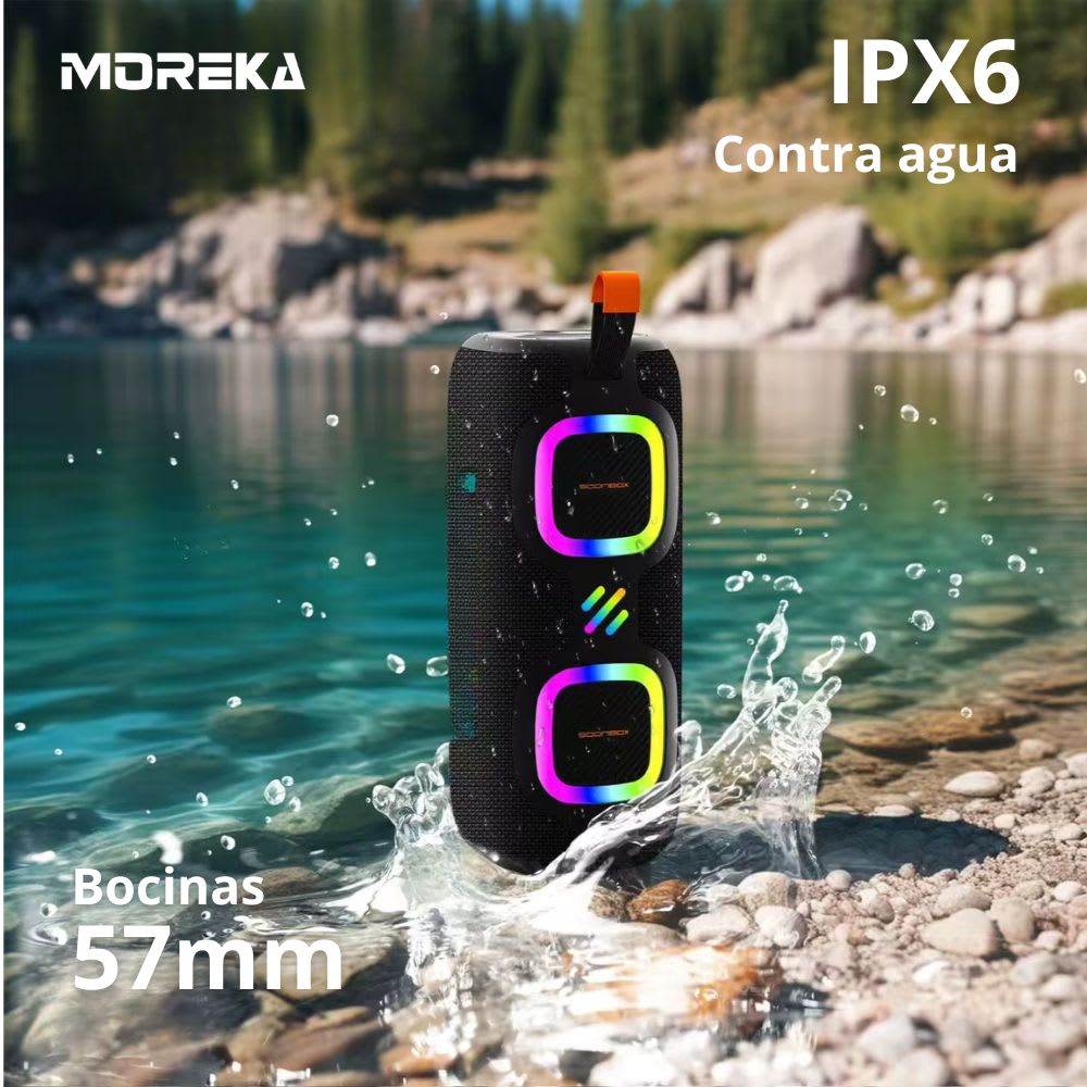 Bocina Moreka A48 50W 25W+25W 4000mAh 6hrs de bateria Bluetooth IPX66