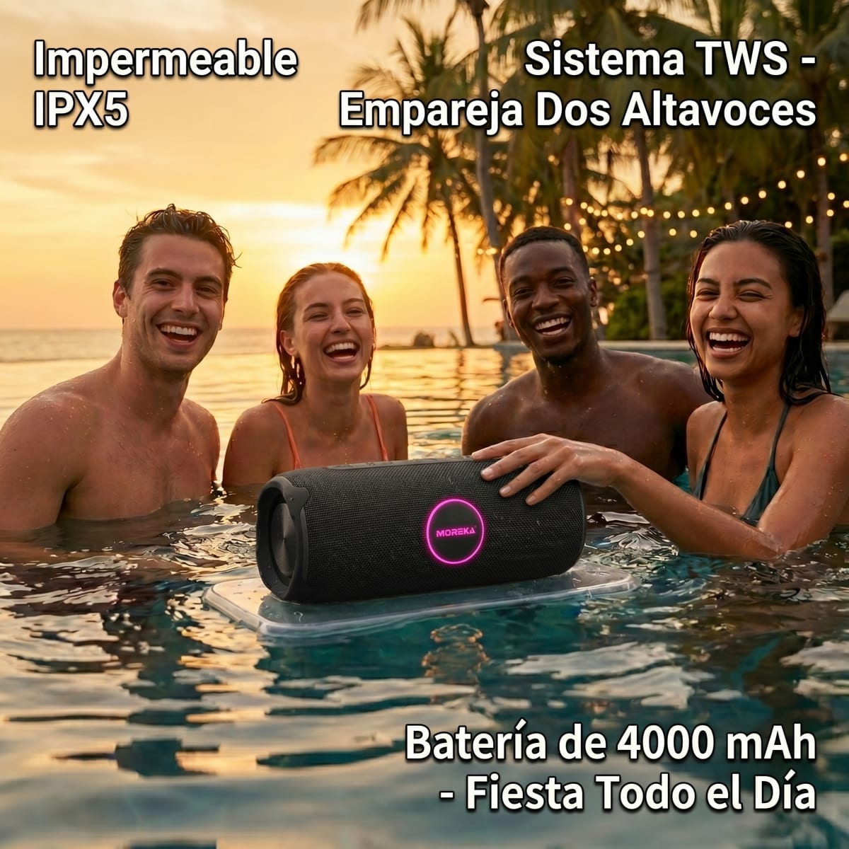 Bocina Moreka A62 50w Bluetooth 5.2 Ipx5 Tws Graves Extra9