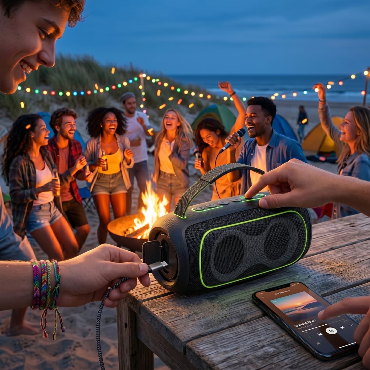 Bocina Portátil Mask A63 70w Bluetooth 5.3 Estéreo Rgb8