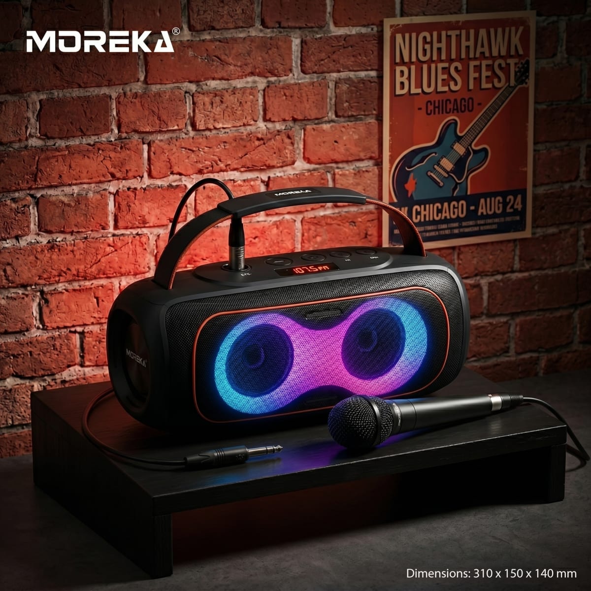 Altavoz portátil MÁSK A63 70W estéreo con Bluetooth 5.3 batería de larga duración y luces RGB4