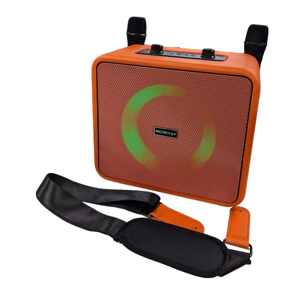 Bocina Karaoke Bluetooth FM dual micrófonos RGB Moreka A176