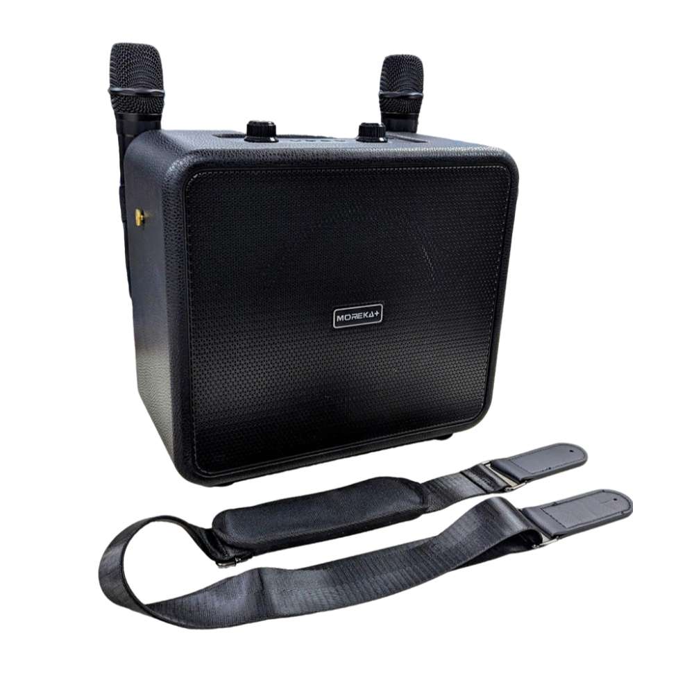 Bocina Karaoke Bluetooth FM dual micrófonos RGB Moreka A172