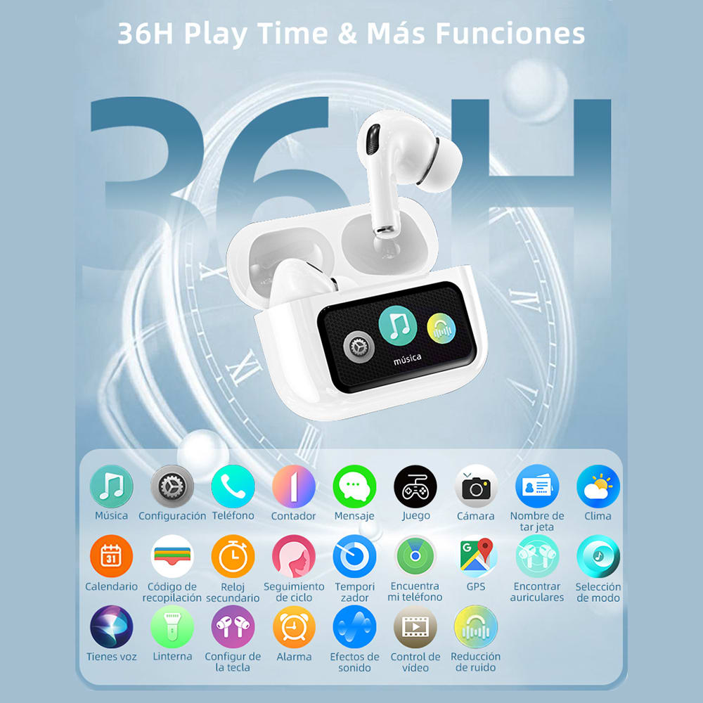 Audífonos Bluetooth con Cancelación de Ruido Lcd Táctil5