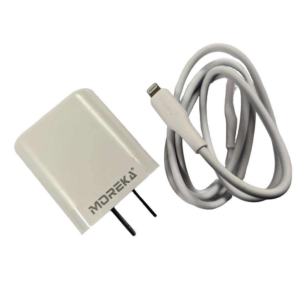 Cargador 40W Moreka AC111 2 puertos PD20W y QC 3.0 20W Cable C-IP 1M1