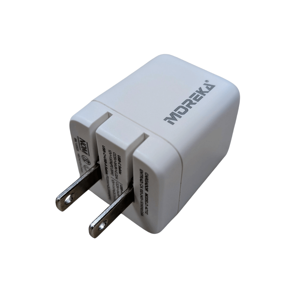 Cargador 40W puertos PD20W & QC320W cable C-IP Moreka AC114 2