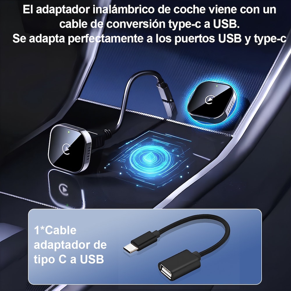 Adaptador 2en1 Inalámbrico para Carplay y android Auto (iOS 10+, Android 11+). No compatible con BMW.4