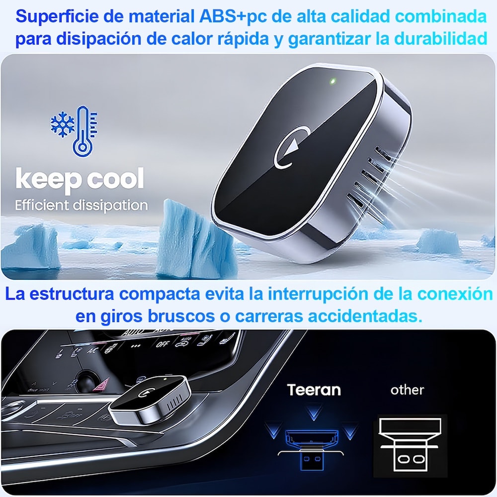Adaptador 2en1 Inalámbrico para Carplay y android Auto (iOS 10+, Android 11+). No compatible con BMW.8