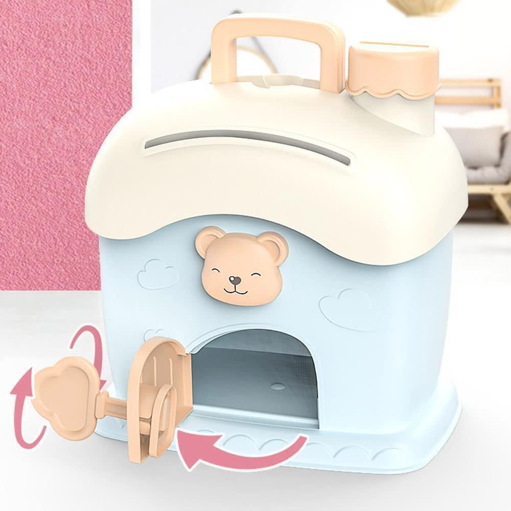 Alcancía Infantil con Llave 1819 forma de casa portátil7