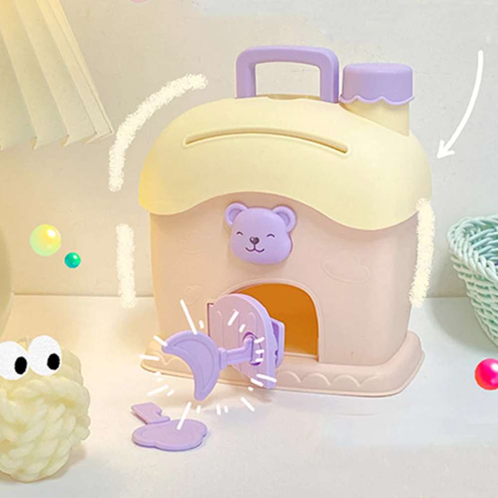 Alcancía Infantil con Llave 1819 forma de casa portátil5