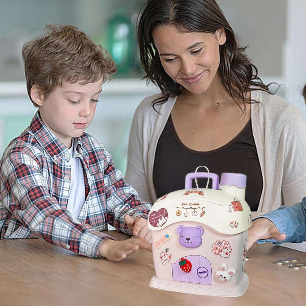 Alcancía Infantil con Llave 1819 forma de casa portátil6