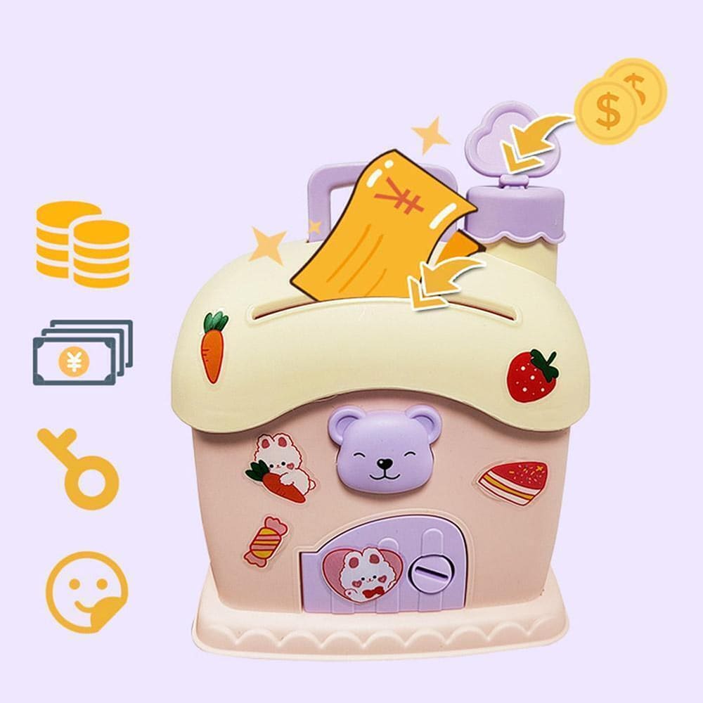 Alcancía Infantil con Llave 1819 forma de casa portátil4