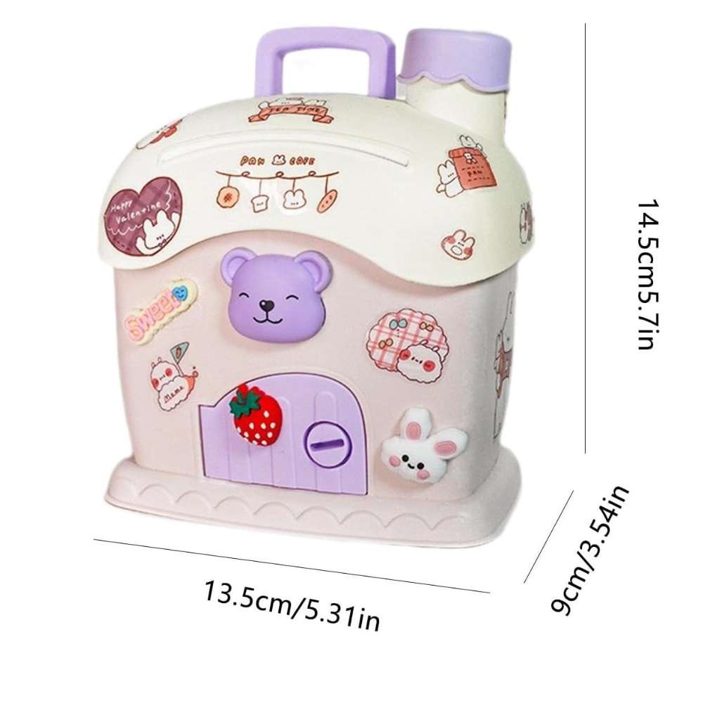 Alcancía Infantil con Llave 1819 forma de casa portátil8