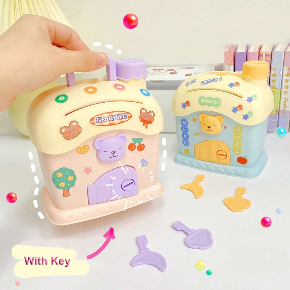 Alcancía Infantil con Llave 1819 forma de casa portátil3