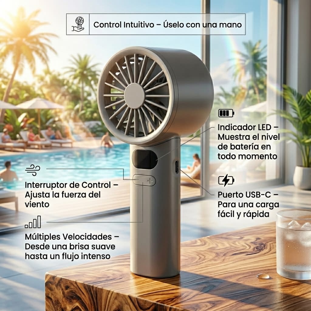 Ventilador portatil de mano YISEN XFS-203 3.8W 5V-1A1