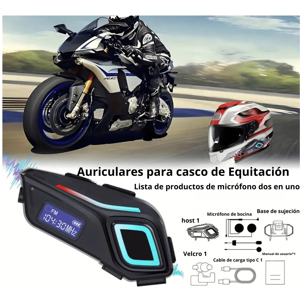 Intercomunicador Para Casco Bluetooth Fm 40h Batería Tk-25717