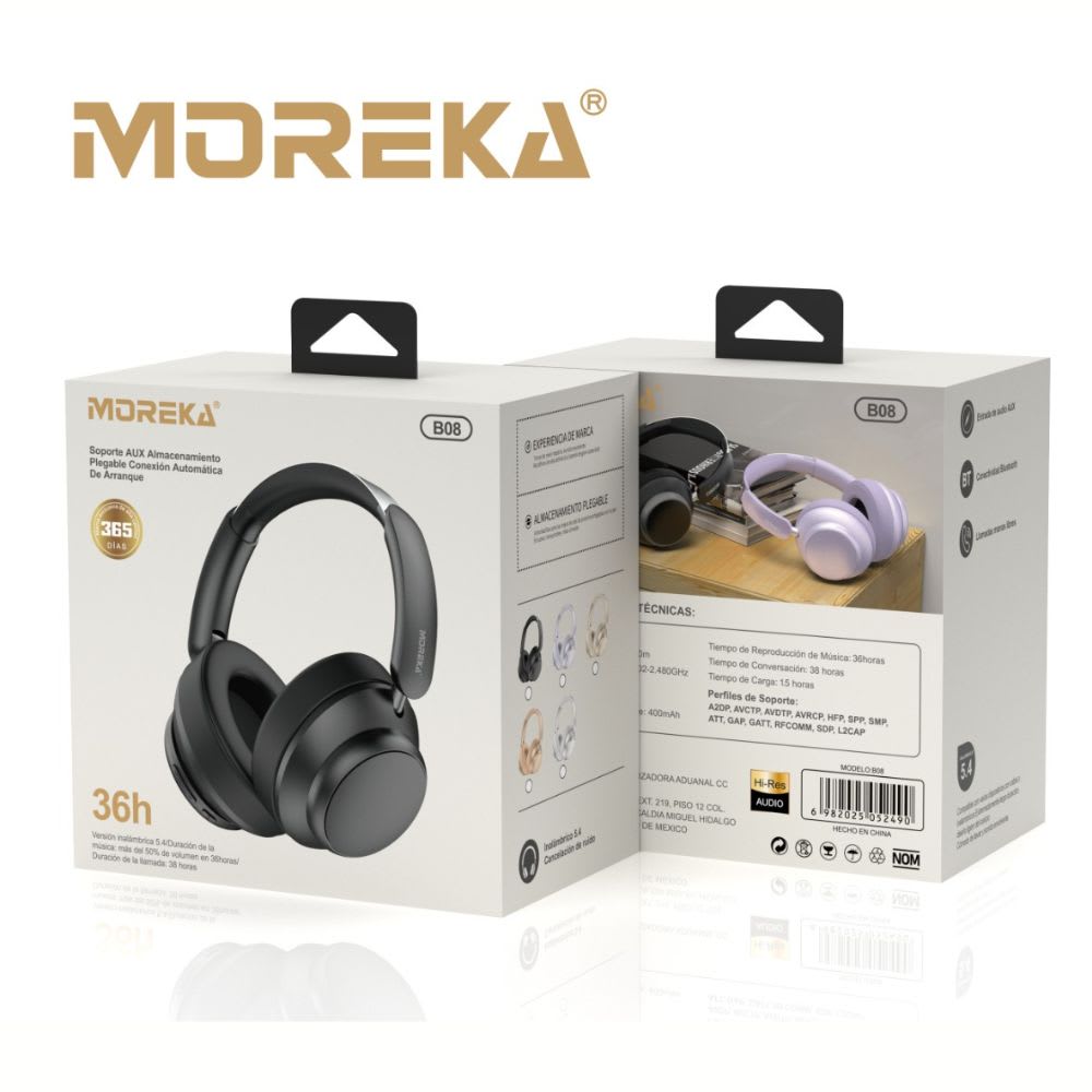 Audífonos Moreka B08 V5.4 Cancelación Ruido 36 Hrs 4