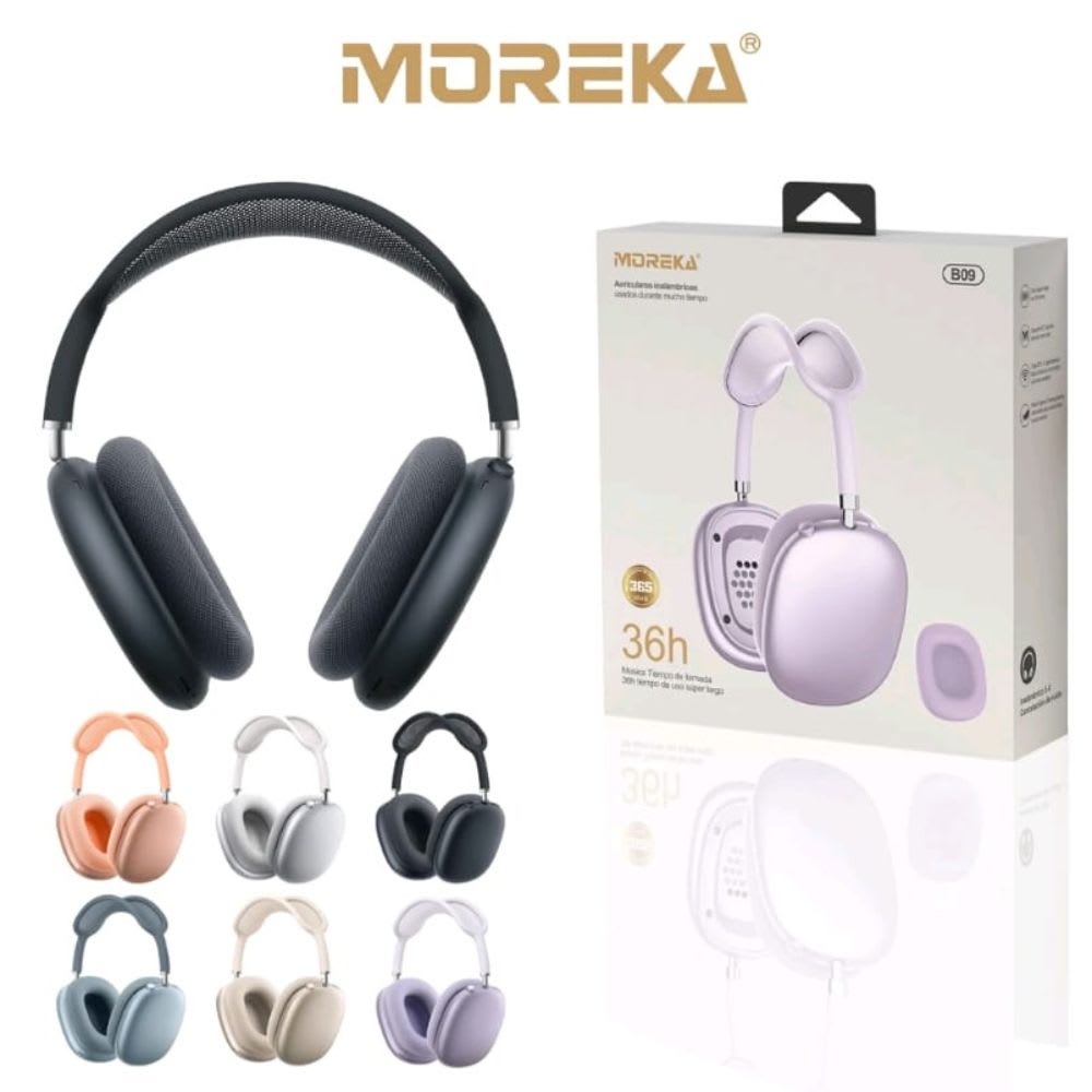 Audífonos Bluetooth V5.4 Moreka B09 400mAh 40mm Cancelación de Ruido 36 hrs musica2