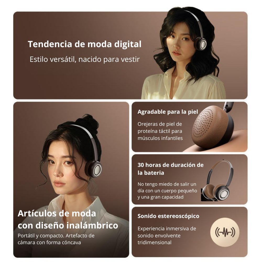 Audífonos Bluetooth V5.4 Moreka BL11 350mAh 40mm Cine panorámico 3D 30 hrs musica5
