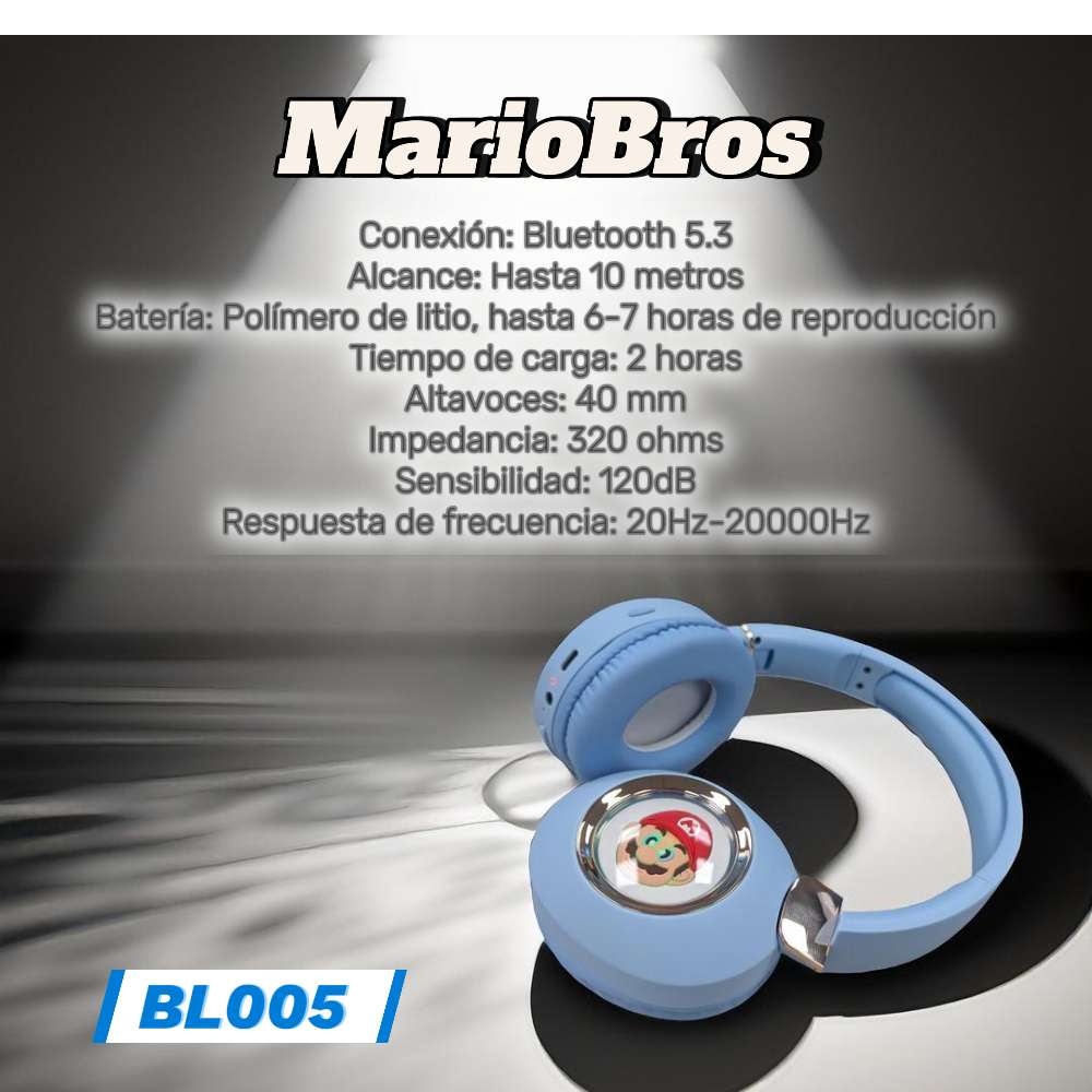 Audífonos Bluetooth  V5.3  Mario Bros BL0053