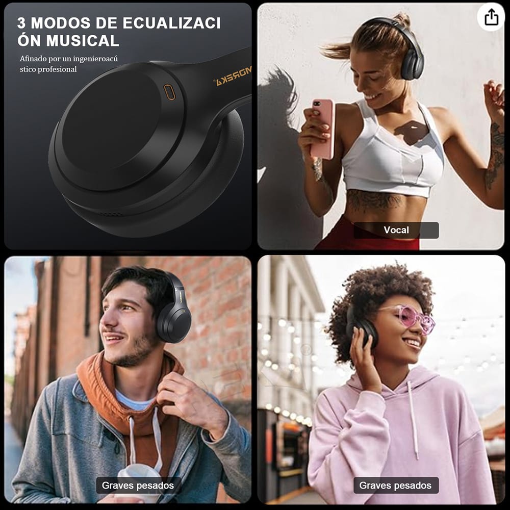 Audífonos Bluetooth 5.4 200mAh 40mm Cancelación de Ruido Moreka BL0166