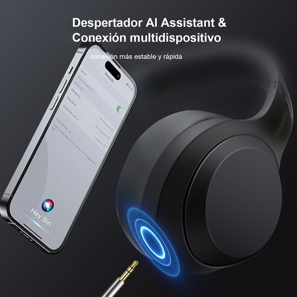 Audífonos Bluetooth 5.4 200mAh 40mm Cancelación de Ruido Moreka BL0162