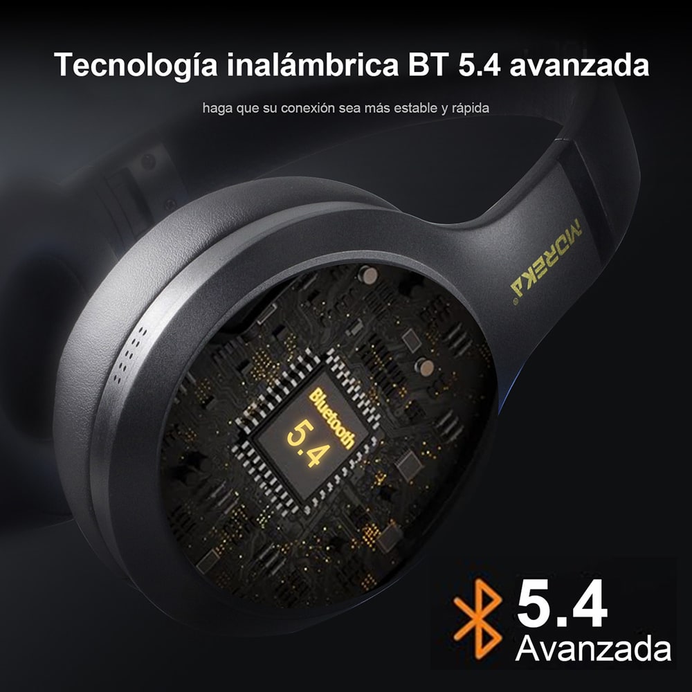 Audífonos Bluetooth 5.4 200mAh 40mm Cancelación de Ruido Moreka BL0164
