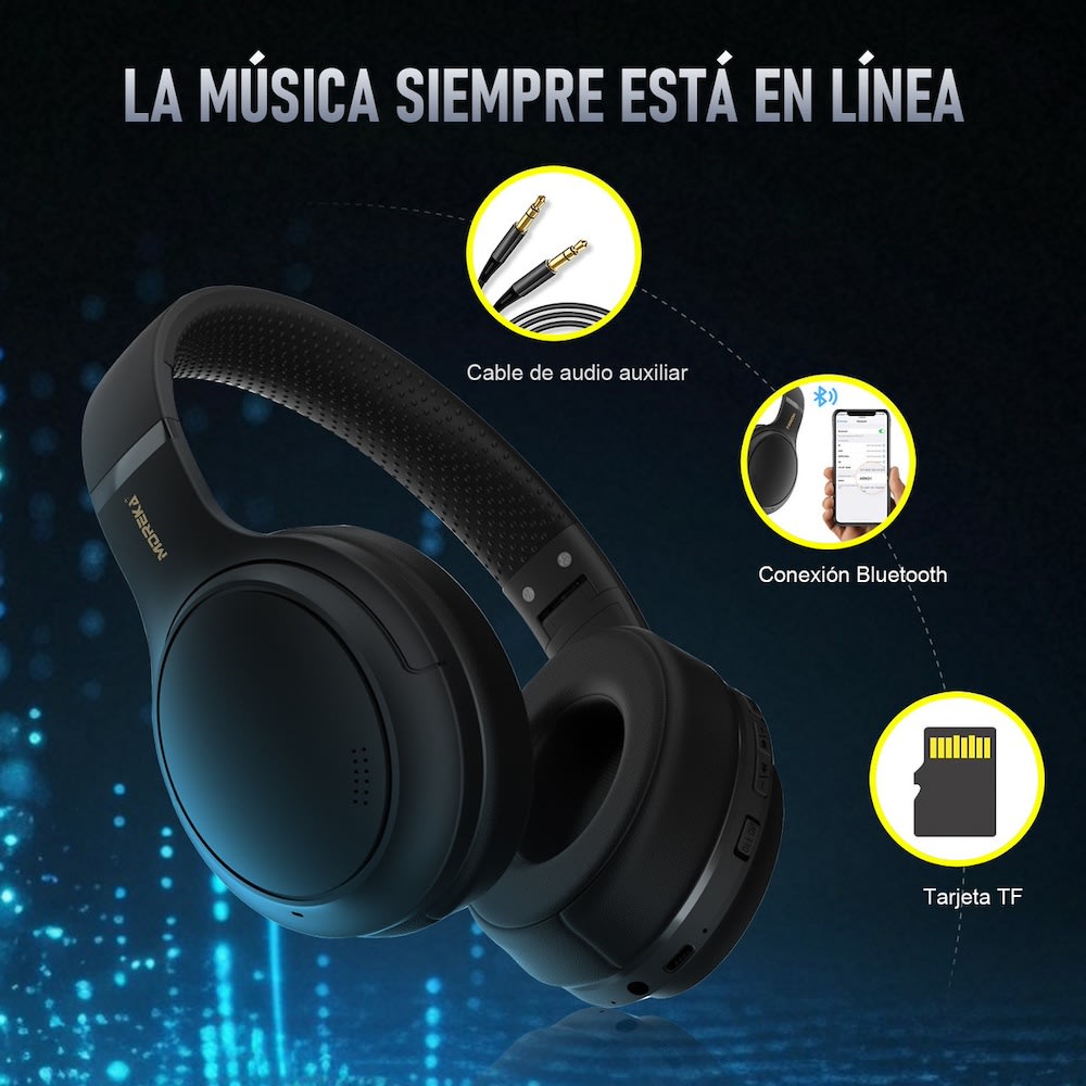 Audífonos Bluetooth Moreka BL018 200mAh 40mm Cancelación de Ruido 18 Hrs IP558