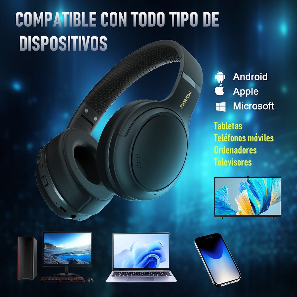 Audífonos Bluetooth Moreka BL018 200mAh 40mm Cancelación de Ruido 18 Hrs IP557