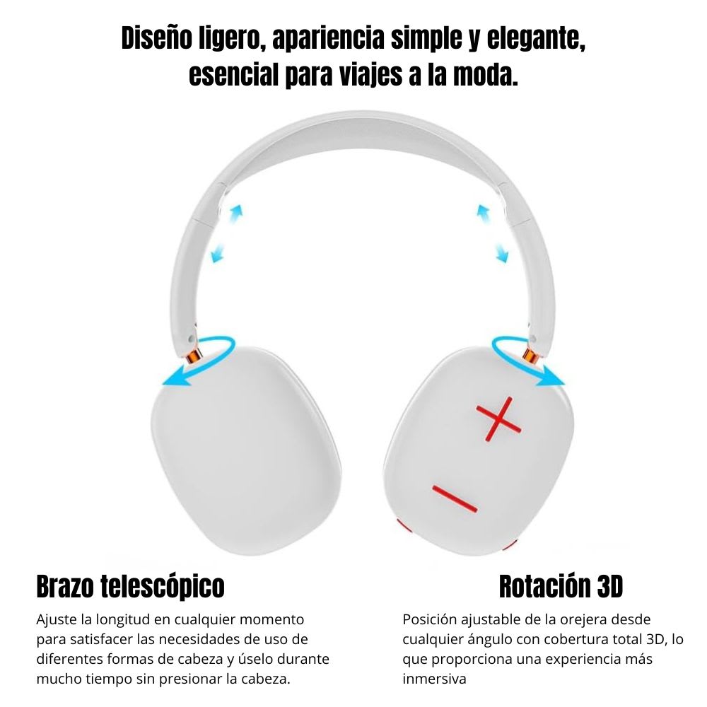 Audífonos Bluetooth V5.4 Moreka BL022 300mAh 40mm Cancelación de Ruido 20 hrs musica3