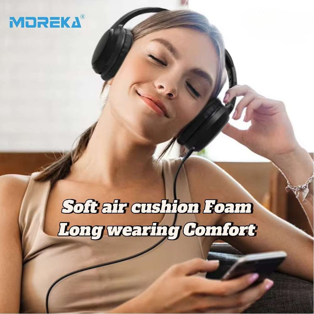 Audífonos Bluetooth V5.4 Moreka BL026 200mAh 40mm Cancelación de Ruido 12 hrs musica2