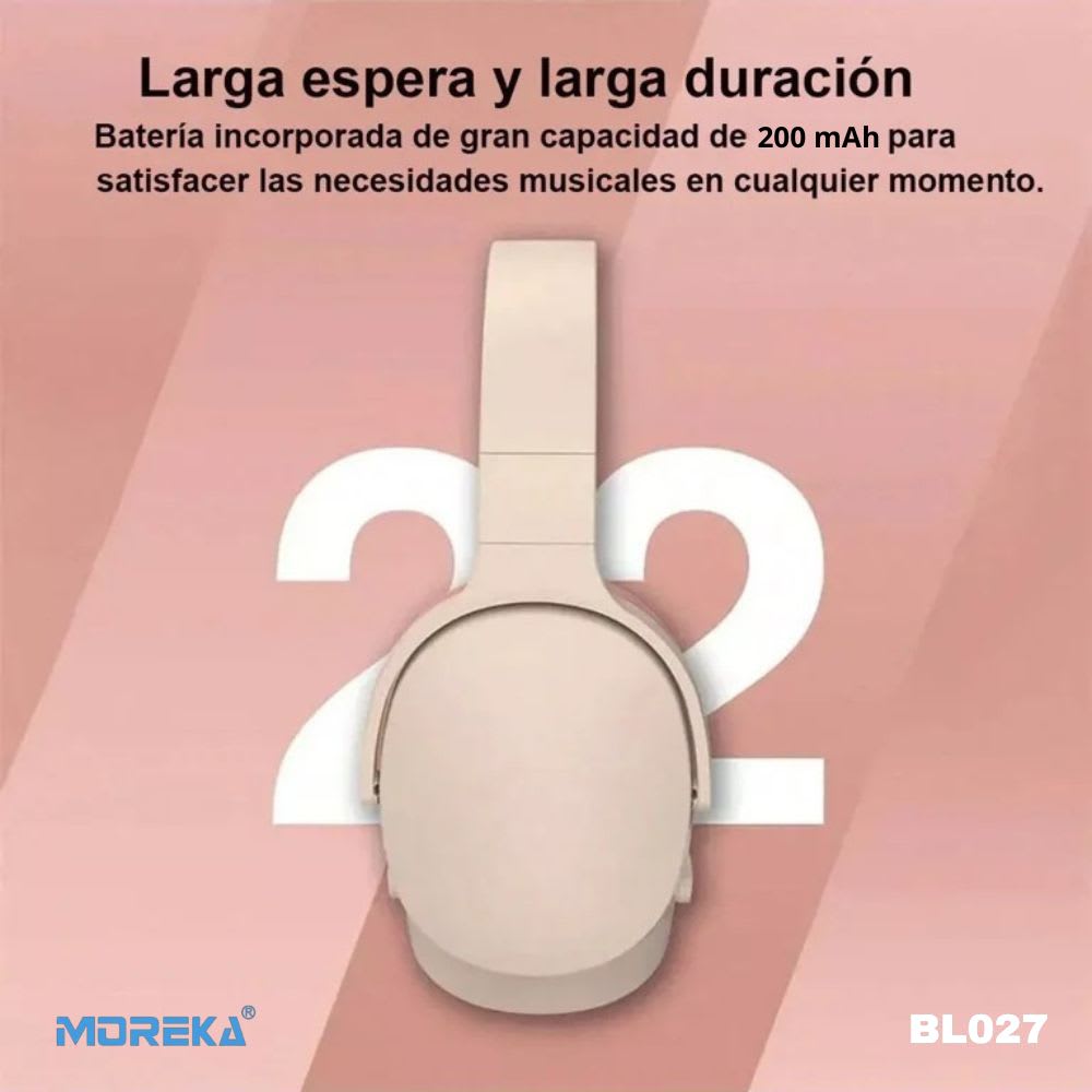 Audífonos Bluetooth 5.4 Moreka BL027 12 horas de musica AUX 3.5mm4