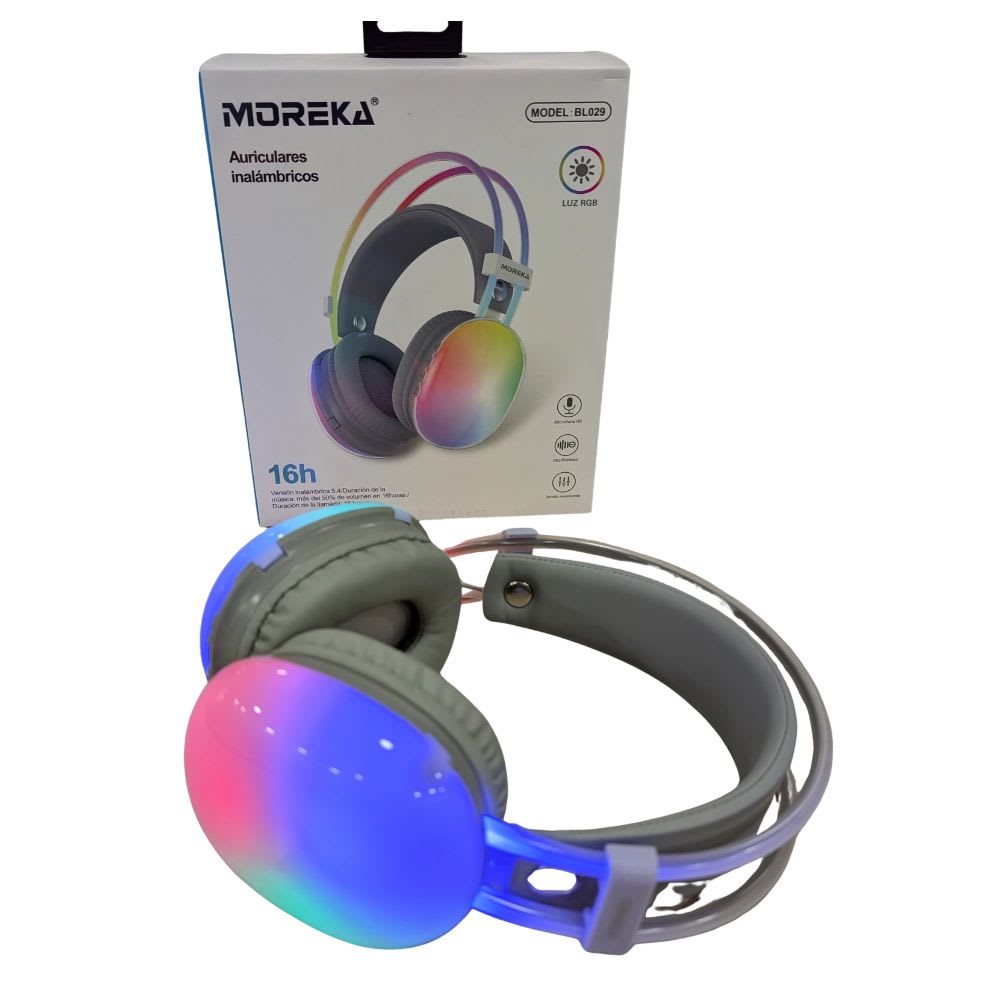 Audífonos Bluetooth 5.3 Moreka BL029 16 horas de musica iluminación RGB14