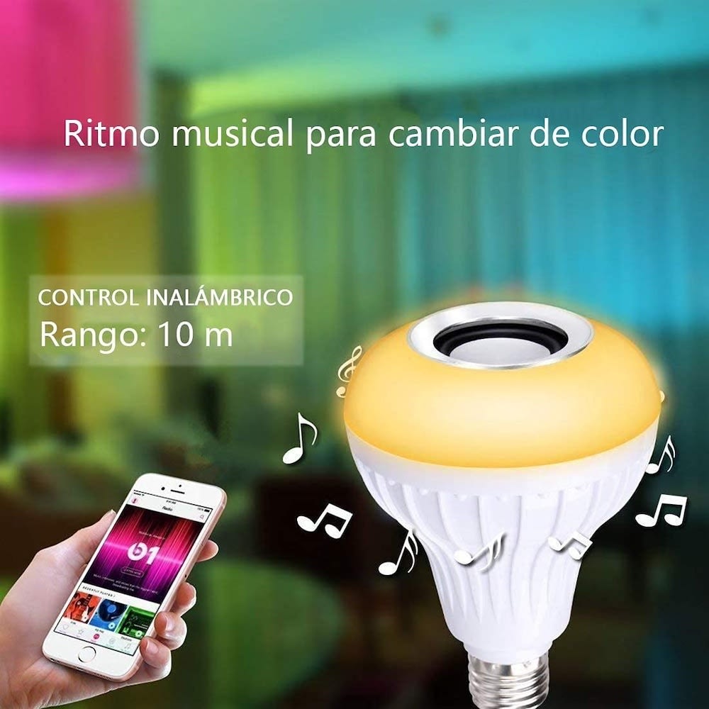Foco Bocina Bluetooth 12w Rgb Bombilla Led Inteligente BMB-1052