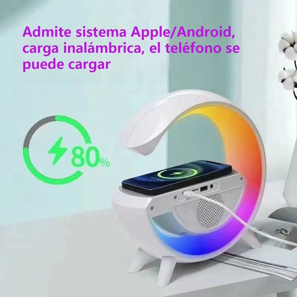 Lampara Cargador Altavoz Bluetooth Reloj despertador BT-34015