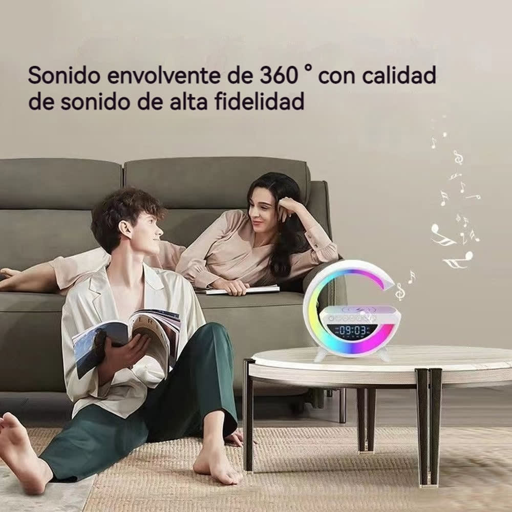 Lampara Cargador Altavoz Bluetooth Reloj despertador BT-34014