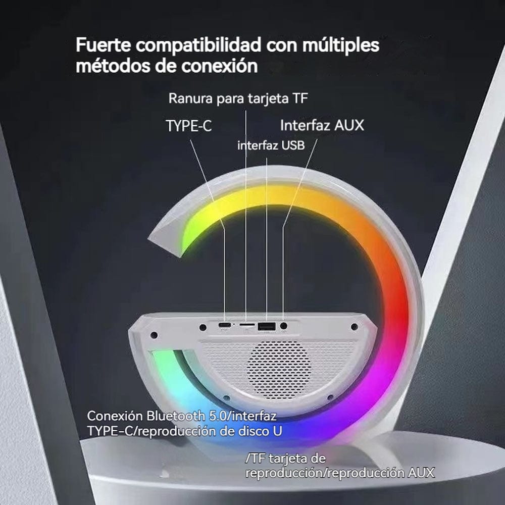 Lampara Cargador Altavoz Bluetooth Reloj despertador BT-34013