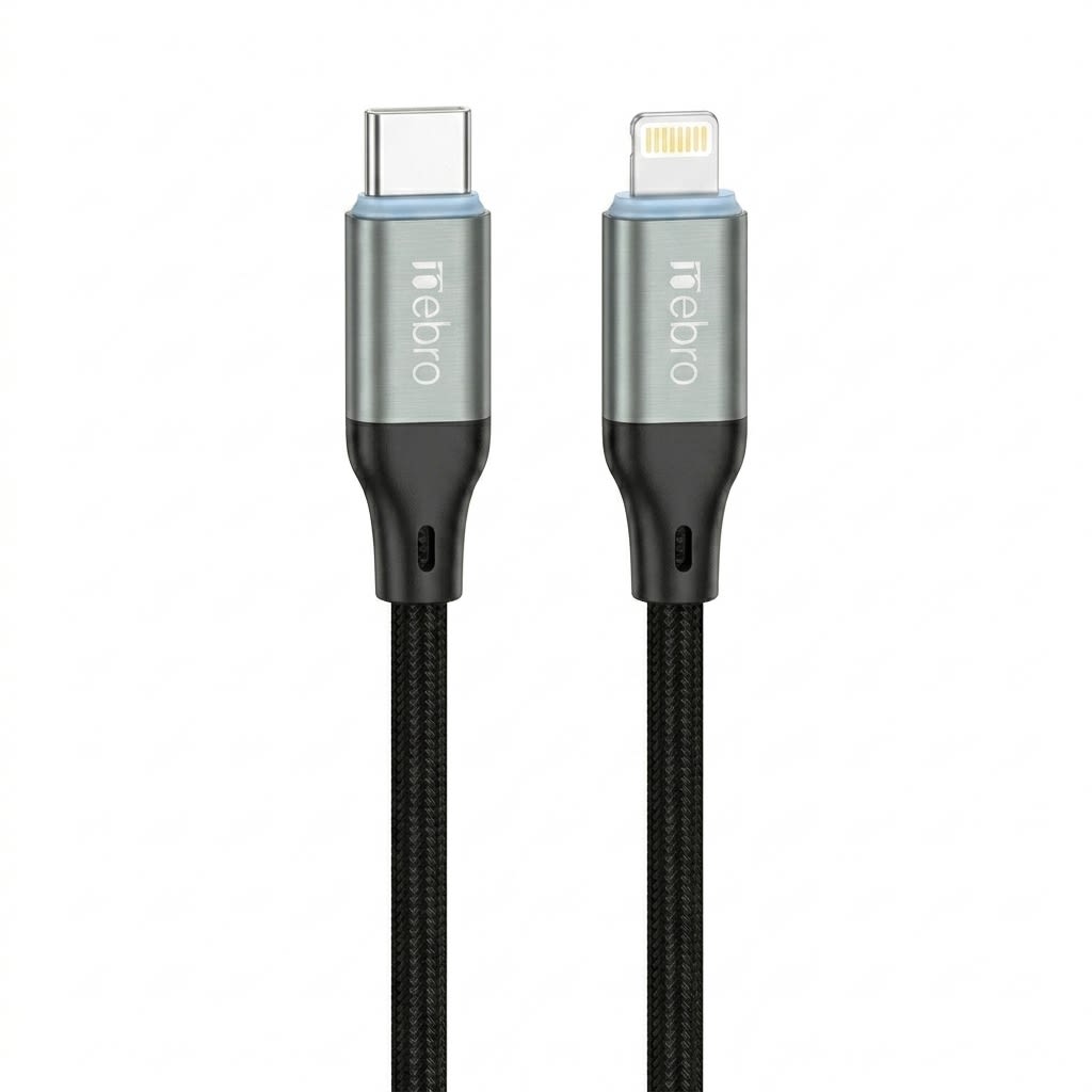Cable Dato y Carga Nebro WD-301TL Tipo-C a IP Trenzado 1m 3A4