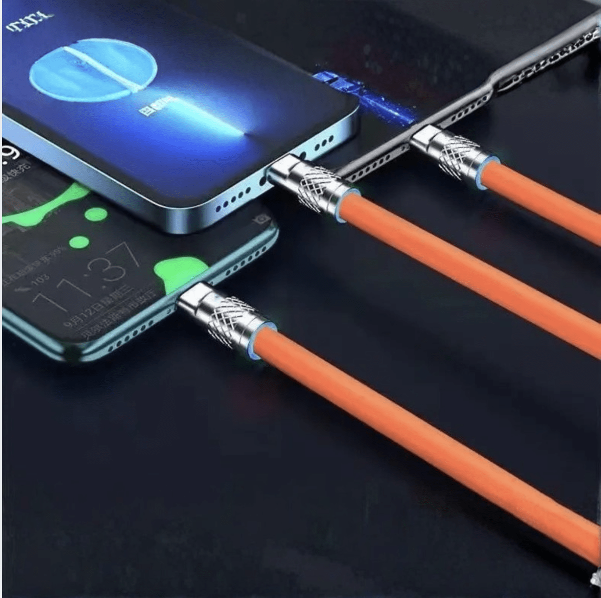 Cable 3 en 1 Moreka CB-042 3.1 A y Datos 1.2 M, Lightning, Tipo C, V86
