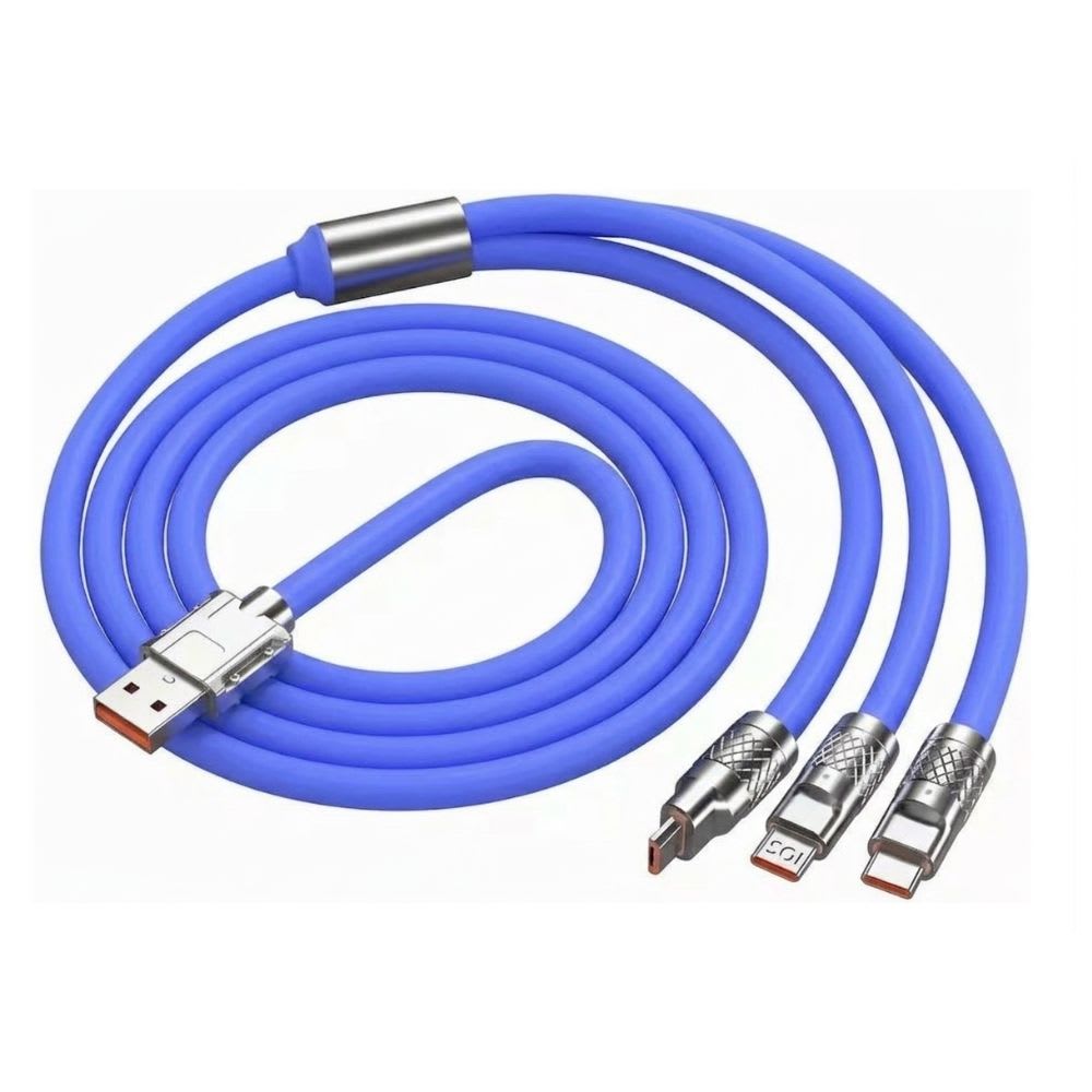 Cable 3 en 1 Moreka CB-042 3.1 A y Datos 1.2 M, Lightning, Tipo C, V88