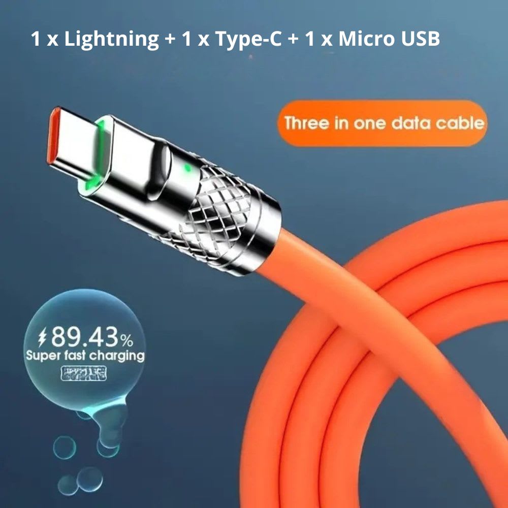 Cable 3 en 1 Moreka CB-042 2.1A 1.2 M, Tipo C y Lightning V84