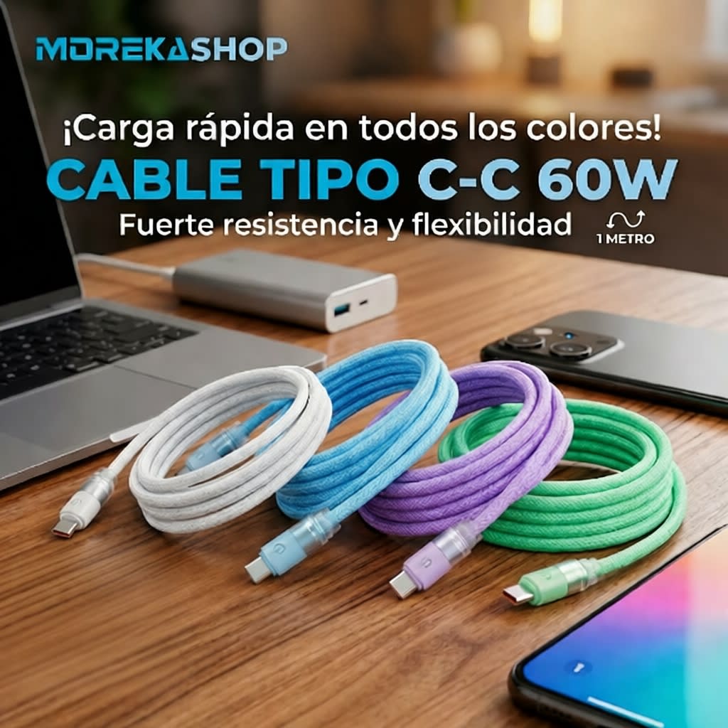 Cable Moreka Tipo C a C CB-053 60W carga rápida 1m3