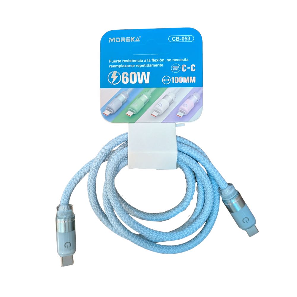 Cable Moreka Tipo C a C CB-053 60W carga rápida 1m9