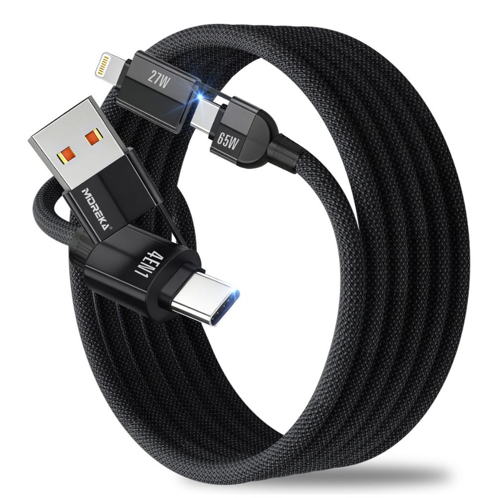 Cable Moreka 4 En 1 Cable Datos 65W en C 27W en IP 1.2m Para Iphone Usb Tipo C CB-054 0