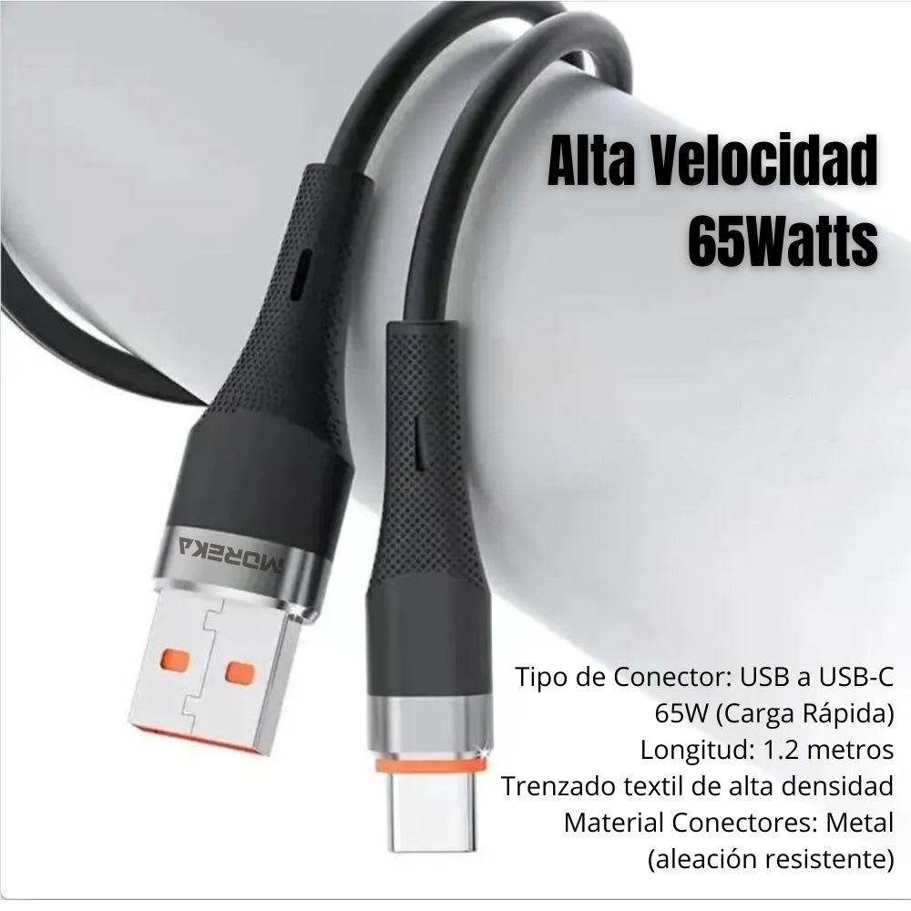 Cable Moreka Tipo C a USB CB-55 65W carga rápida 1.2M6