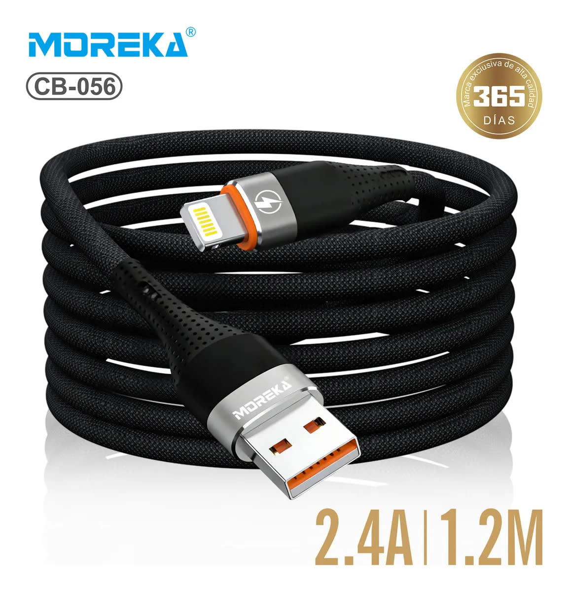 Cable Moreka IP USB 2.4A carga rápida 1.2M CB-0562