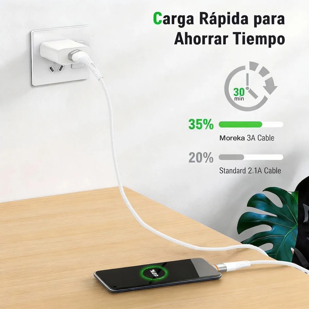 Cable Moreka V8 USB 3A carga rápida 1.2M CB-0577