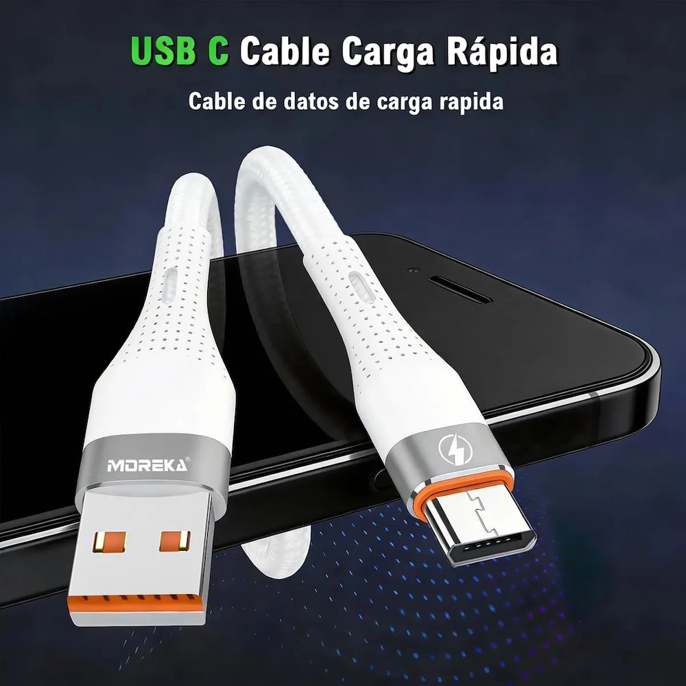 Cable Moreka V8 USB 3A carga rápida 1.2M CB-0575