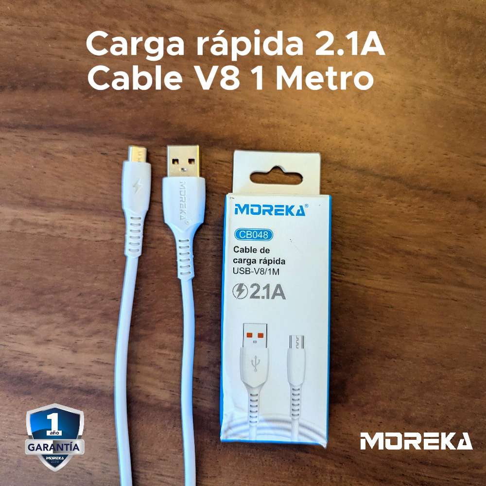 Cable Tipo V8 Micro USB, Moreka CB048 2.1A 1 M.3