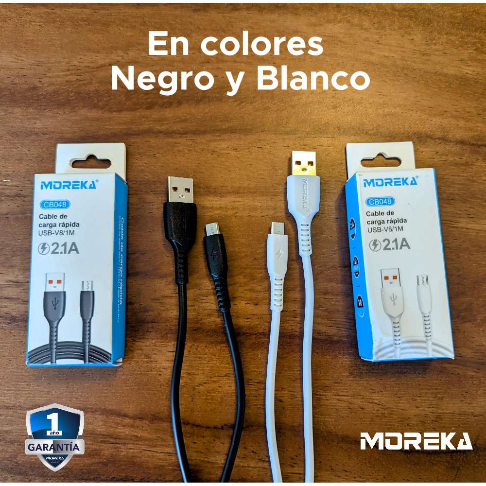 Cable Tipo V8 Micro USB, Moreka CB048 2.1A 1 M.2